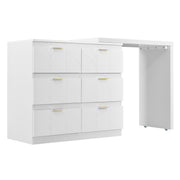 Schminktisch mit Beistelltisch, 6 Schubladen und drehbarer Tischplatte - YB - 3063112AAW - 1 - yorbiy.com