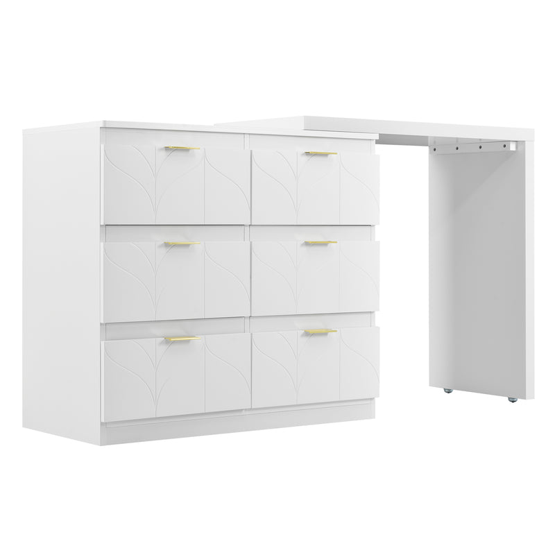 Schminktisch mit Beistelltisch, 6 Schubladen und drehbarer Tischplatte - YB - 3063112AAW - 1 - yorbiy.com
