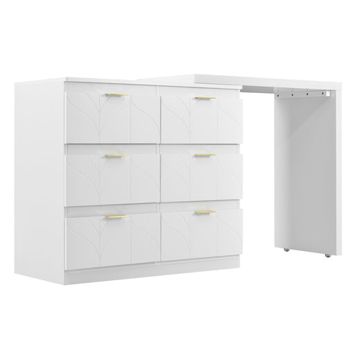 Schminktisch mit Beistelltisch, 6 Schubladen und drehbarer Tischplatte - YB - 3063112AAW - 1 - yorbiy.com