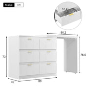 Schminktisch mit Beistelltisch, 6 Schubladen und drehbarer Tischplatte - YB - 3063112AAW - 3 - yorbiy.com