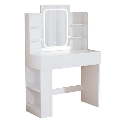 Yorbay Schminktisch mit LED-Spiegel, 2 Schubladen & offenen Ablagen - YW015-D084 - 1 - yorbiy.com