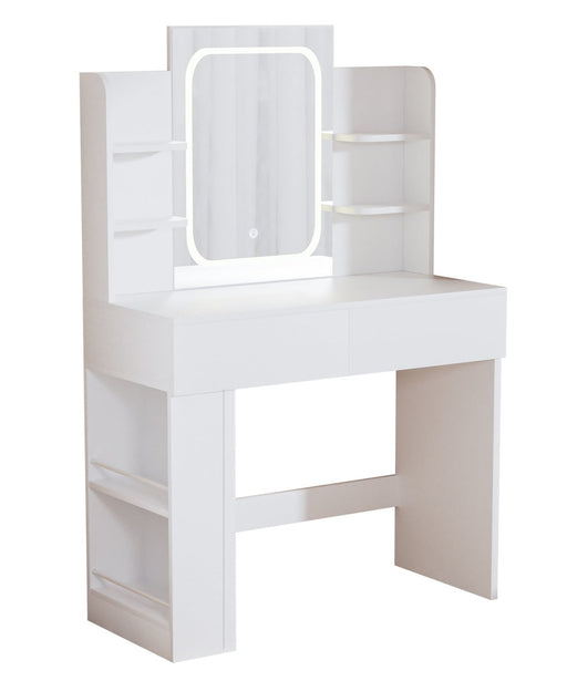 Yorbay Schminktisch mit LED-Spiegel, 2 Schubladen & offenen Ablagen - YW015-D084 - 1 - yorbiy.com