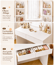 Yorbay Schminktisch mit LED-Spiegel, 2 Schubladen & offenen Ablagen - YW015-D084 - 4 - yorbiy.com