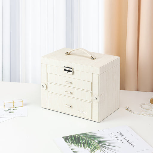 Yorbay Schmuckkästchen aus Kunstleder mit 3 Schubladen und Mini-Box