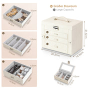 Yorbay Schmuckkästchen aus Kunstleder mit 3 Schubladen und Mini-Box - B31 - 2 - yorbiy.com