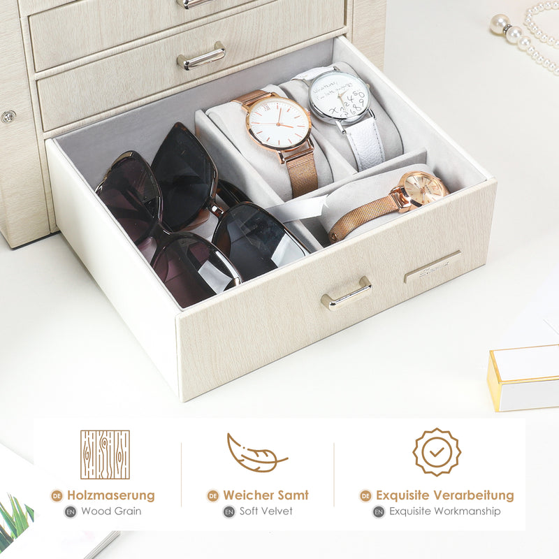 Yorbay Schmuckkästchen aus Kunstleder mit 3 Schubladen und Mini-Box - B31 - 5 - yorbiy.com