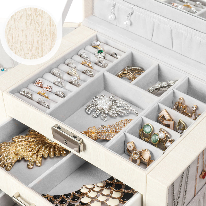 Yorbay Schmuckkästchen aus Kunstleder mit 3 Schubladen und Mini-Box - B31 - 6 - yorbiy.com