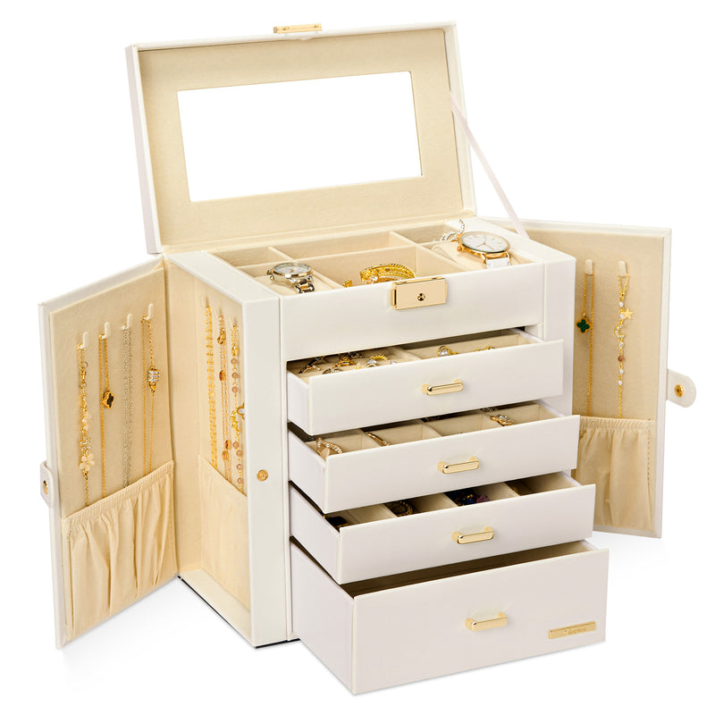 Yorbay Schmuckkästchen mit Spiegel, Handgriff und Schloss - SL002 - 05WHHS01EU - 1 - yorbiy.com
