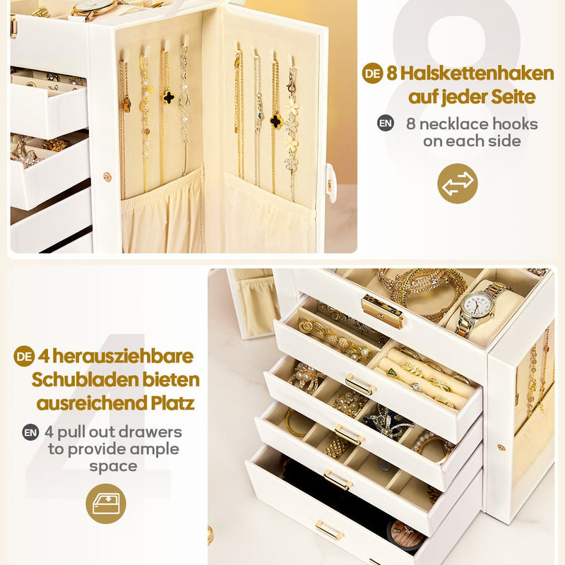 Yorbay Schmuckkästchen mit Spiegel, Handgriff und Schloss - SL002 - 05WHHS01EU - 5 - yorbiy.com