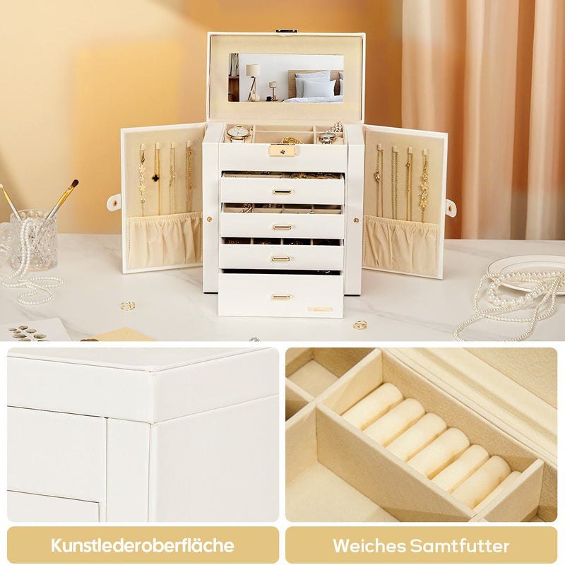 Yorbay Schmuckkästchen mit Spiegel, Handgriff und Schloss - SL002 - 05WHHS01EU - 6 - yorbiy.com