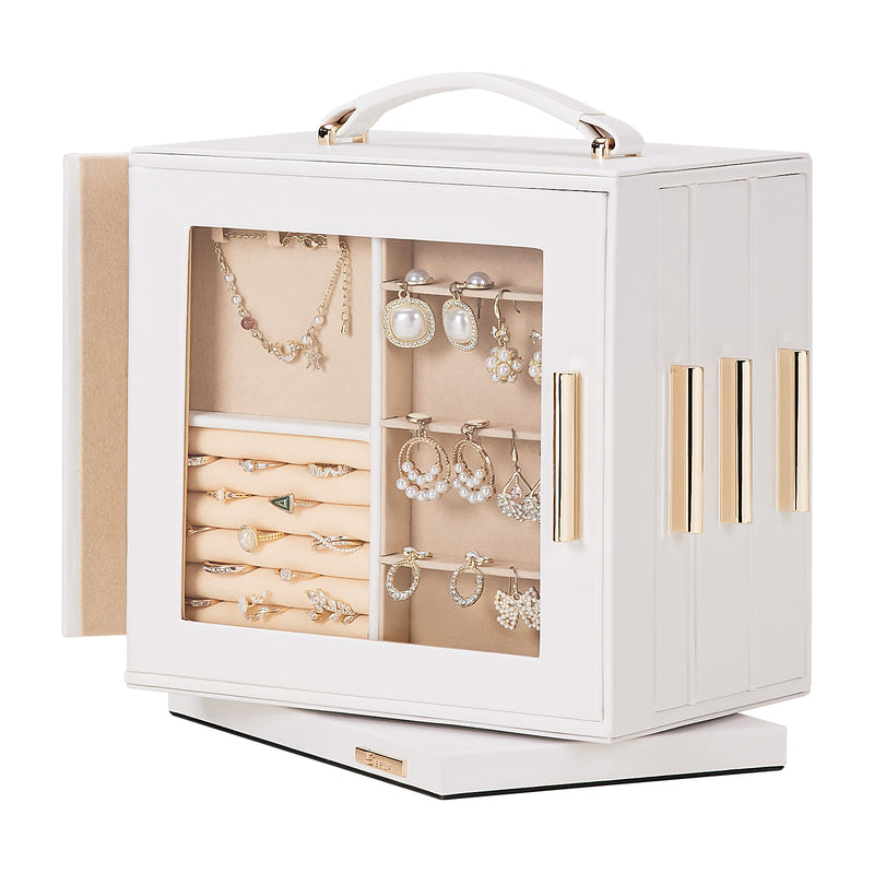 Yorbay Schmuckkästchen mit 360° Drehung, Klarem Schaufenster und 9 Schubladen - SL008-C144 - 8 - yorbiy.com