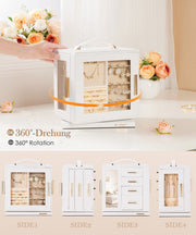 Yorbay Schmuckkästchen mit 360° Drehung, Klarem Schaufenster und 9 Schubladen - SL008-C144 - 4 - yorbiy.com