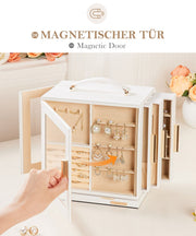 Yorbay Schmuckkästchen mit 360° Drehung, Klarem Schaufenster und 9 Schubladen - SL008-C144 - 7 - yorbiy.com