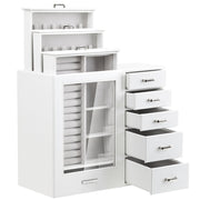 Yorbay Schmuckschatulle mit 8 Schubladen und Glasfenster Weiß - B76 - 1 - yorbiy.com