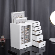 Yorbay Schmuckschatulle mit 8 Schubladen und Glasfenster Weiß - B76 - 4 - yorbiy.com