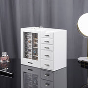 Yorbay Schmuckschatulle mit 8 Schubladen und Glasfenster Weiß - B76 - 2 - yorbiy.com