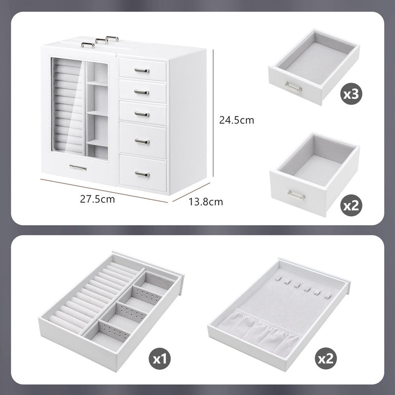 Yorbay Schmuckschatulle mit 8 Schubladen und Glasfenster Dunkelblau - SL006-C085 - 3 - yorbiy.com