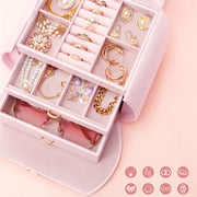 Yorbay Runder Schmuckkoffer aus Kunstleder mit Handgriff Pink - SL003-C063 - 12 - yorbiy.com