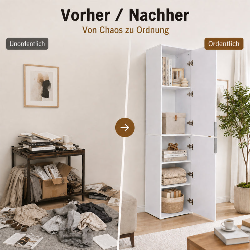 Yorbay Schmaler Hochschrank mit 2 Türen & 5 Fächern, 184 cm hoch - YW023-D093 - 7 - yorbiy.com