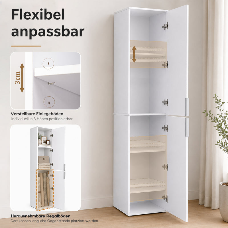 Yorbay Schmaler Hochschrank mit 2 Türen & 5 Fächern, 184 cm hoch - YW023-D093 - 4 - yorbiy.com