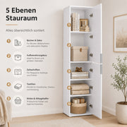 Yorbay Schmaler Hochschrank mit 2 Türen & 5 Fächern, 184 cm hoch - YW023-D093 - 6 - yorbiy.com