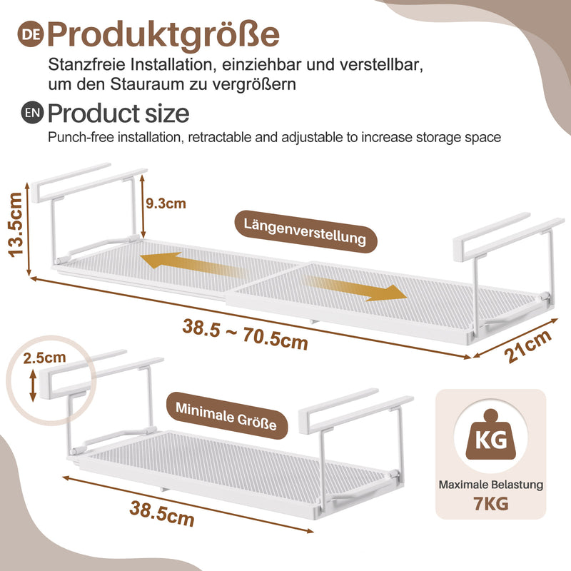 Yorbay ausziehbares Hängeregal 38,5–70,5 cm - YB076 - T062 - 11 - yorbiy.com