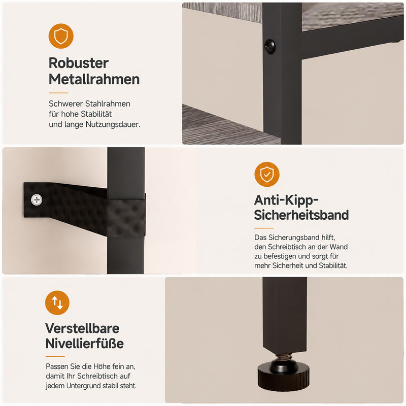 Yorbay Schreibtisch für 2 Personen mit LED-Beleuchtung, Steckdosen & Schubladen - YS030-T112 - 6 - yorbiy.com