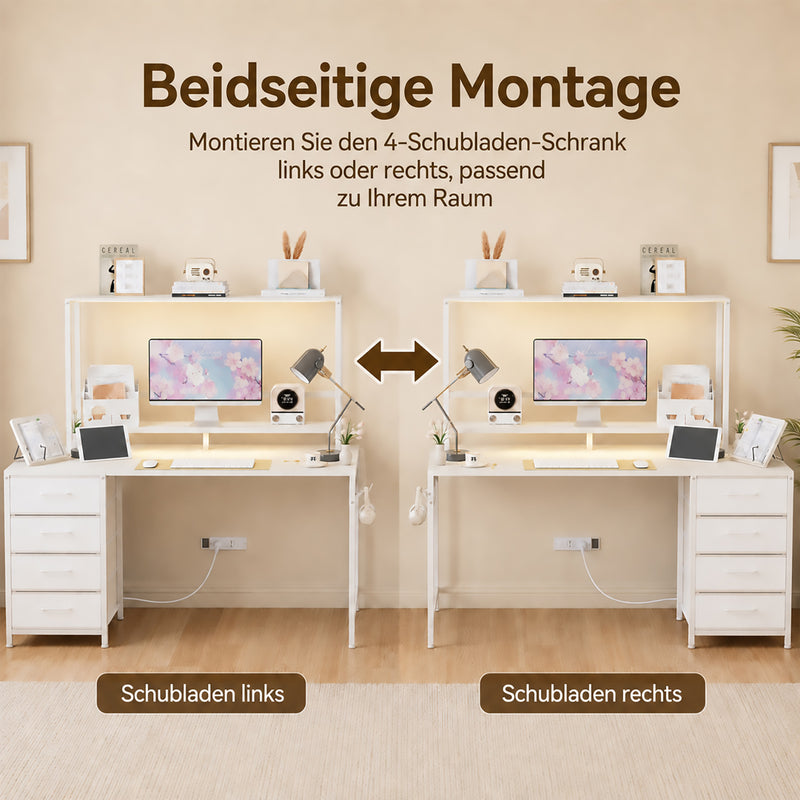 Yorbay L-förmiger Computertisch mit 4 Schubladen, LED-Beleuchtung & Steckdosen - YS031-T113 - 4 - yorbiy.com