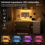 Yorbay L-förmiger Computertisch mit 4 Schubladen, LED-Beleuchtung & Steckdosen - YS031-T113 - 6 - yorbiy.com