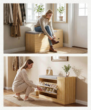 Yorbay Schuhbank mit Stauraum und Sitzkissen, 80 × 30 × 50 cm - YW003-D070 - 8 - yorbiy.com