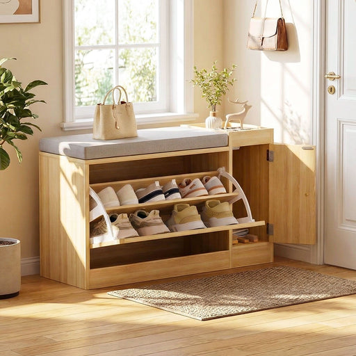 Yorbay Schuhbank mit Stauraum und Sitzkissen, 80 × 30 × 50 cm - YW003-D070 - 2 - yorbiy.com
