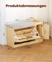 Yorbay Schuhbank mit Stauraum und Sitzkissen, 80 × 30 × 50 cm - YW003-D070 - 3 - yorbiy.com