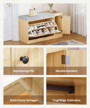 Yorbay Schuhbank mit Stauraum und Sitzkissen, 80 × 30 × 50 cm - YW003-D070 - 6 - yorbiy.com