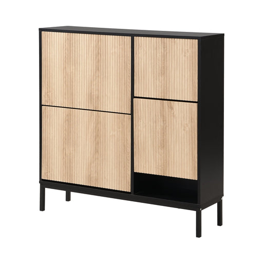 Schuhschrank mit 3 Klappen & Sitzhocker, 100 x 100 x 25 cm - YB - WF230456458S - 1 - yorbiy.com