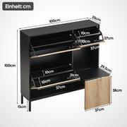 Schuhschrank mit Schuhwechselhocker und 3 Klappen, 100 x 100 x 25 cm - YB - WF230456458S - 3 - yorbiy.com