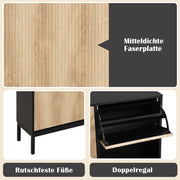 Schuhschrank mit Schuhwechselhocker und 3 Klappen, 100 x 100 x 25 cm - YB - WF230456458S - 4 - yorbiy.com
