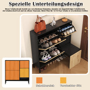 Schuhschrank mit Schuhwechselhocker und 3 Klappen, 100 x 100 x 25 cm - YB - WF230456458S - 6 - yorbiy.com