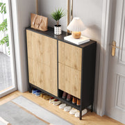 Schuhschrank mit Schuhwechselhocker und 3 Klappen, 100 x 100 x 25 cm - YB - WF230456458S - 9 - yorbiy.com