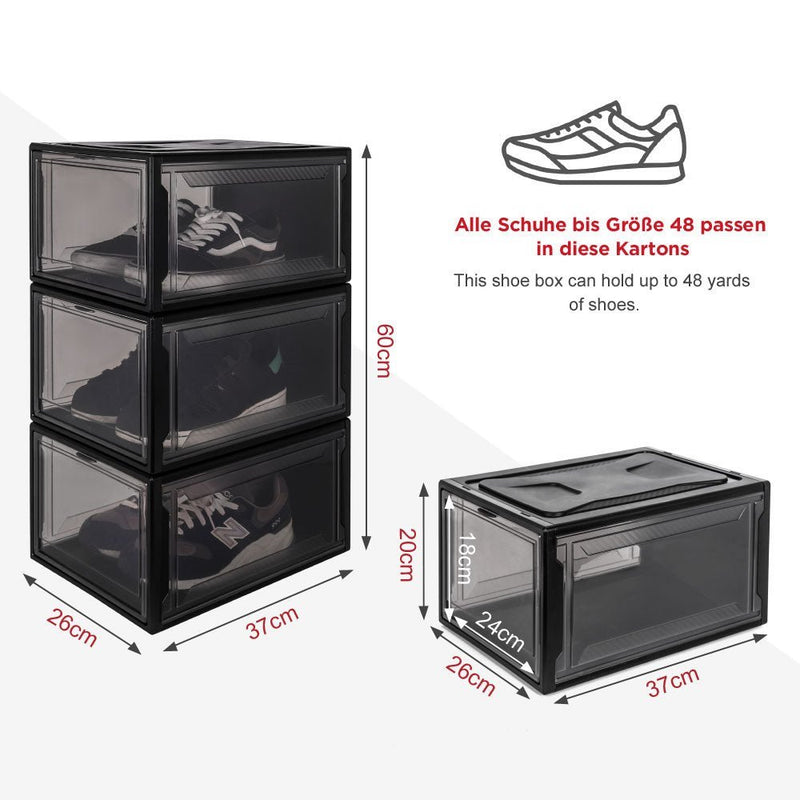 Yorbay Schuhbox, schwarz L, 3er / 12er Set - B39x4 - 3 - yorbiy.com