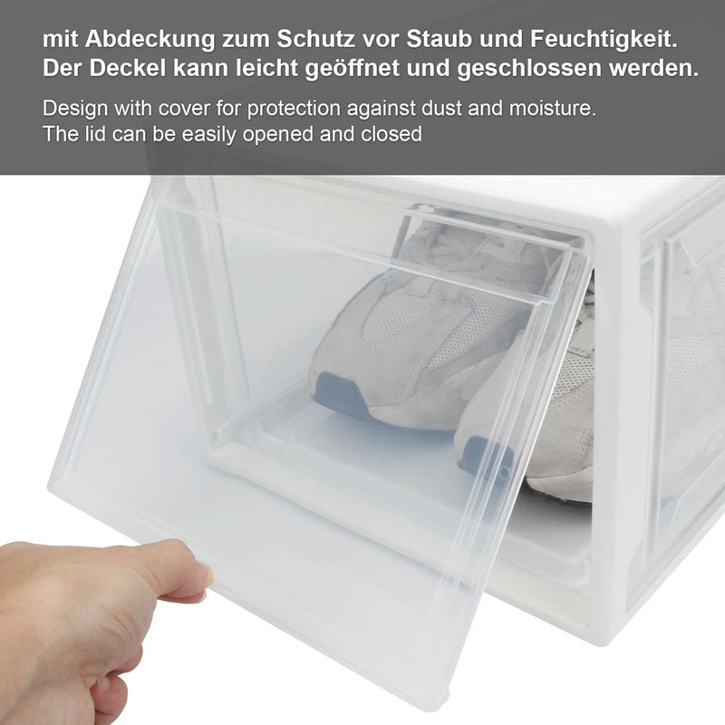 Yorbay 12er Set Schuhbox aus Kunststoff für Schuhe bis Größe 48, weiß S / L - B37x4 - 5 - yorbiy.com