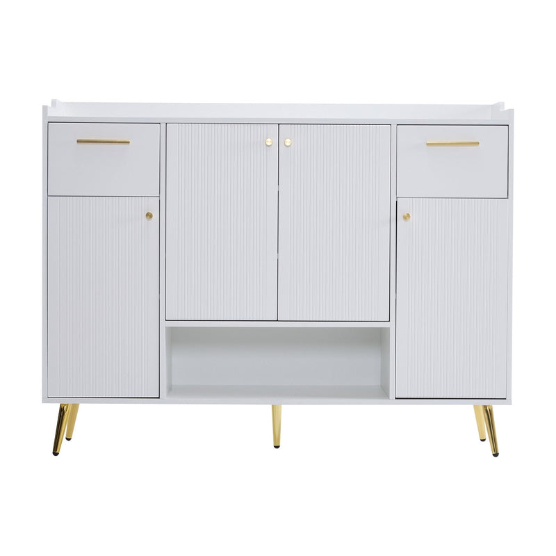 Schuhschrank mit 2 Schubladen und 4 Türen, 130x37x100 cm - YB - N657P21848384W - 1 - yorbiy.com