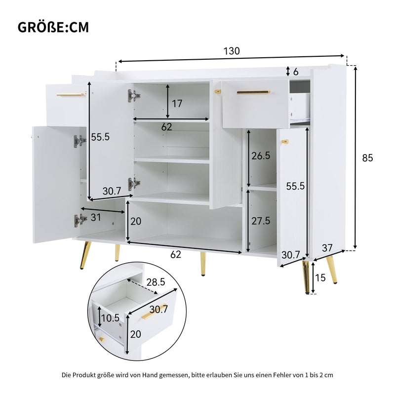 Schuhschrank mit 2 Schubladen und 4 Türen, 130x37x100 cm - YB - N657P21848384W - 3 - yorbiy.com