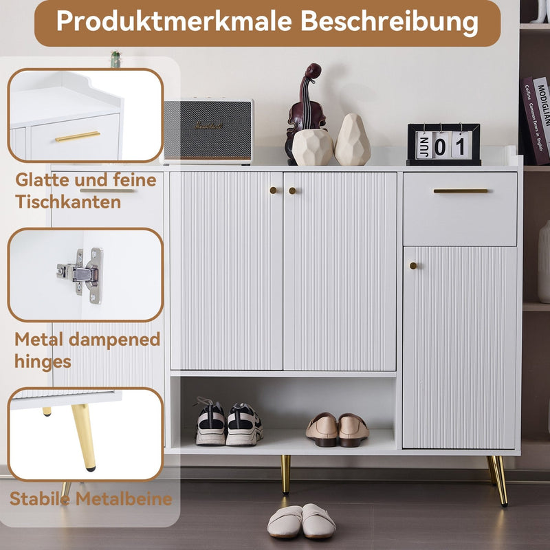 Schuhschrank mit 2 Schubladen und 4 Türen, 130x37x100 cm - YB - N657P21848384W - 4 - yorbiy.com