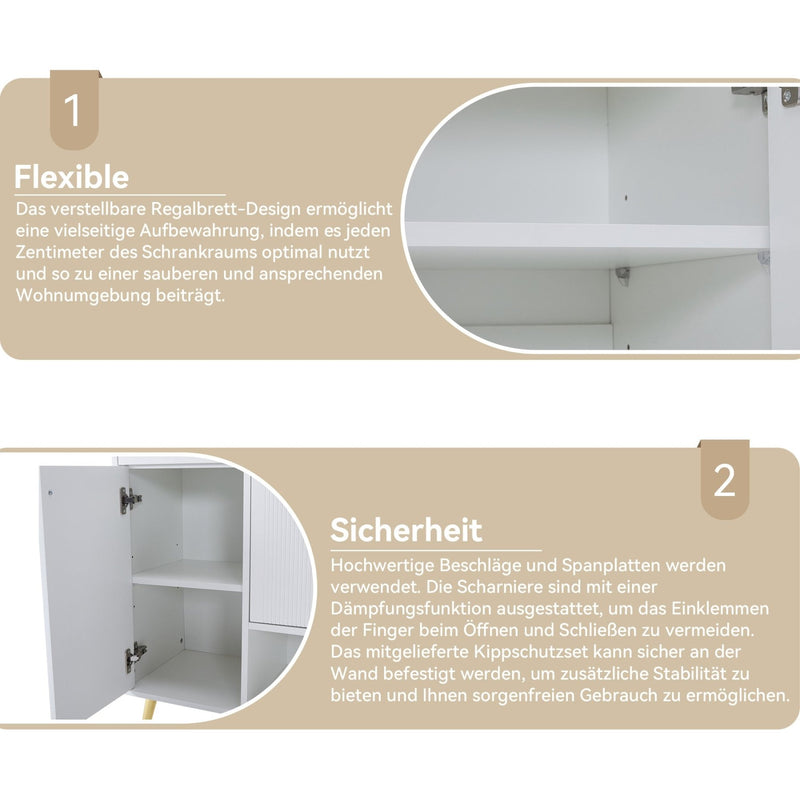Schuhschrank mit 2 Schubladen und 4 Türen, 130x37x100 cm - YB - N657P21848384W - 5 - yorbiy.com