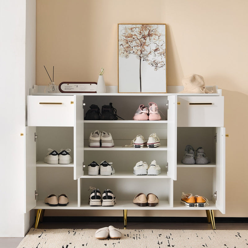 Schuhschrank mit 2 Schubladen und 4 Türen, 130x37x100 cm - YB - N657P21848384W - 7 - yorbiy.com