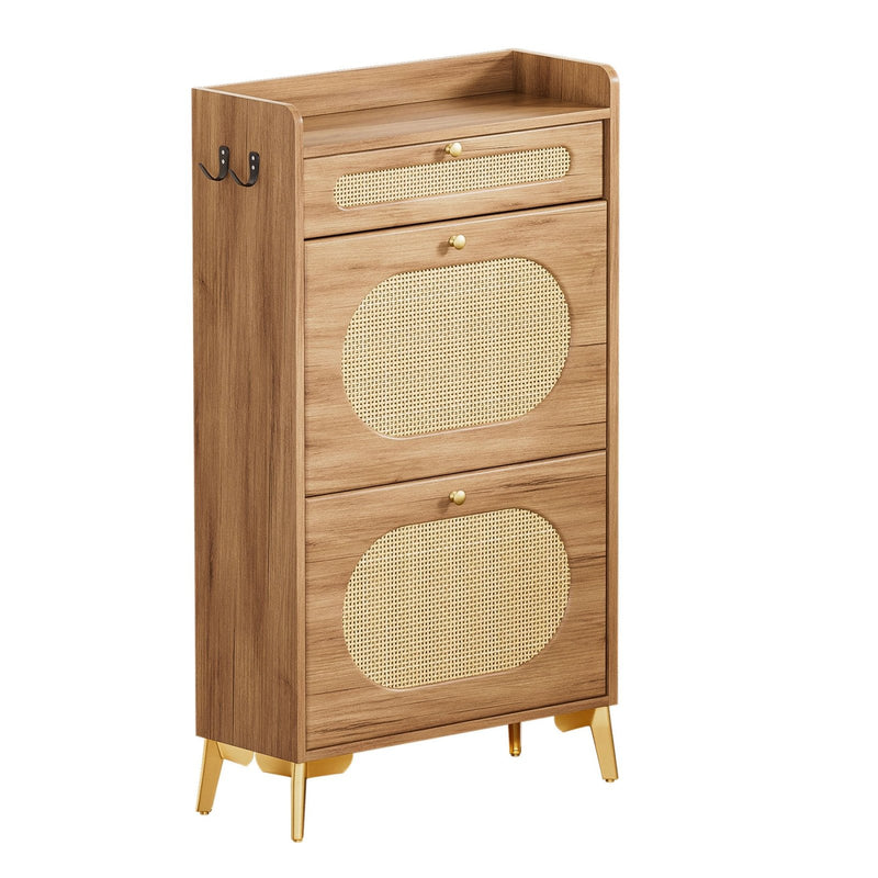 Yorbay Schuhschrank mit 2 Klappfächern & Schublade, 110,5 × 60 × 24 cm - YW002-D069 - 1 - yorbiy.com