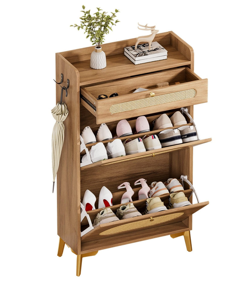Yorbay Schuhschrank mit 2 Klappfächern & Schublade, 110,5 × 60 × 24 cm - YW002-D069 - 11 - yorbiy.com