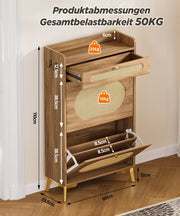 Yorbay Schuhschrank mit 2 Klappfächern & Schublade, 110,5 × 60 × 24 cm - YW002-D069 - 3 - yorbiy.com