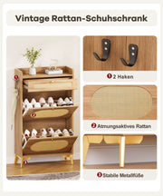 Yorbay Schuhschrank mit 2 Klappfächern & Schublade, 110,5 × 60 × 24 cm - YW002-D069 - 5 - yorbiy.com