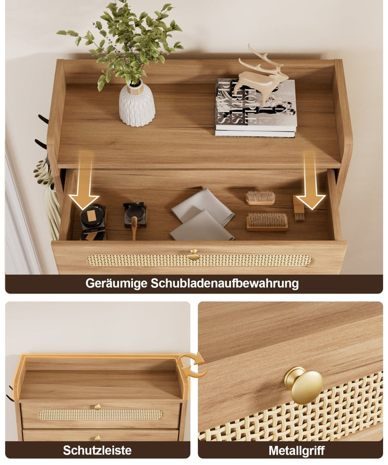Yorbay Schuhschrank mit 2 Klappfächern & Schublade, 110,5 × 60 × 24 cm - YW002-D069 - 7 - yorbiy.com
